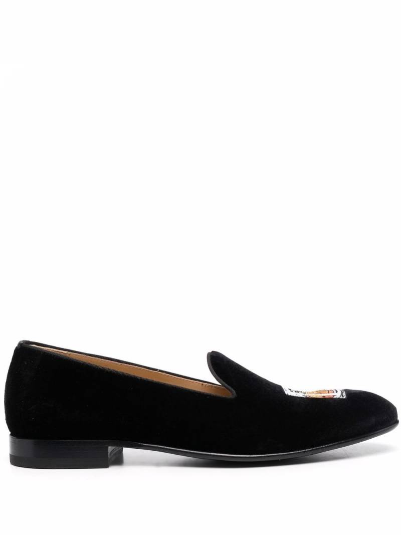 Scarosso Tom embroidered velvet slippers - Black von Scarosso