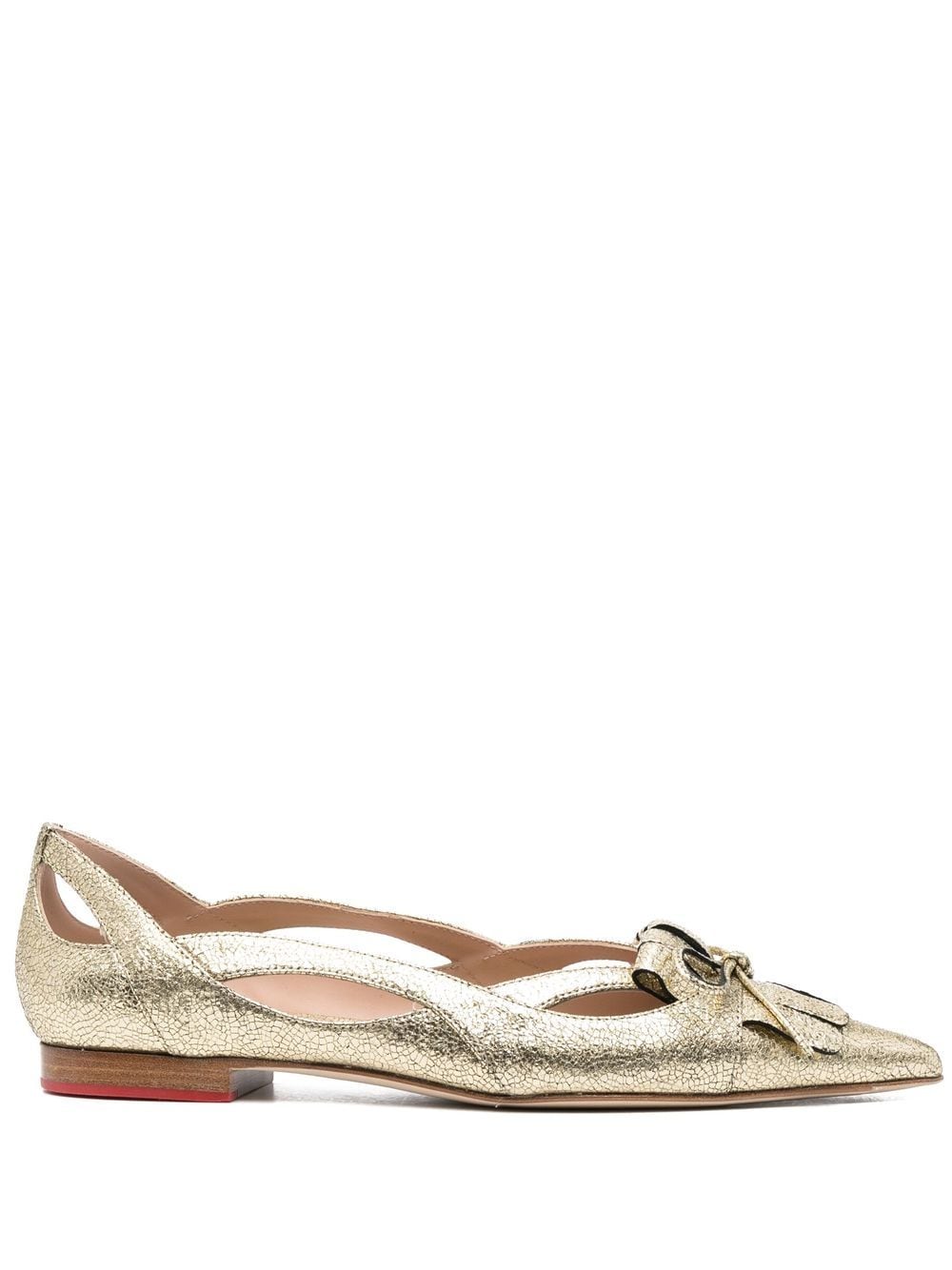 Scarosso pointed toe ballerina pumps - Gold