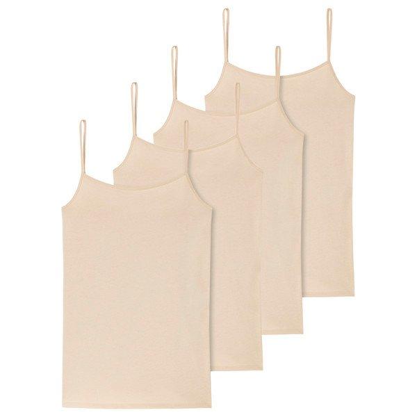 Schiesser - 4er Pack 95/5 Organic Cotton Spaghetti-Top, für Damen, Beige, Größe XXL von Schiesser