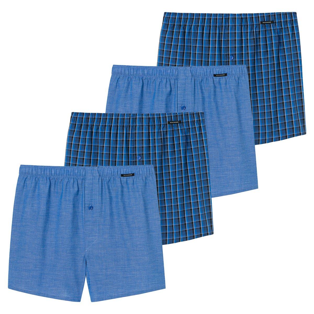 4er Pack Web - Boxershorts Herren Dunkelblau M von Schiesser