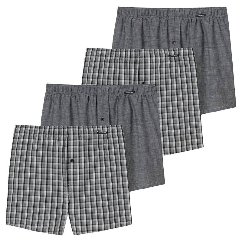 4er Pack Web - Boxershorts Herren Schwarz 3XL von Schiesser