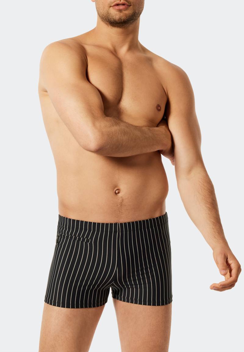 Badehose mit Reißverschlusstasche Wirkware recycelt Streifen schwarz - Nautical Casual 10 von Schiesser