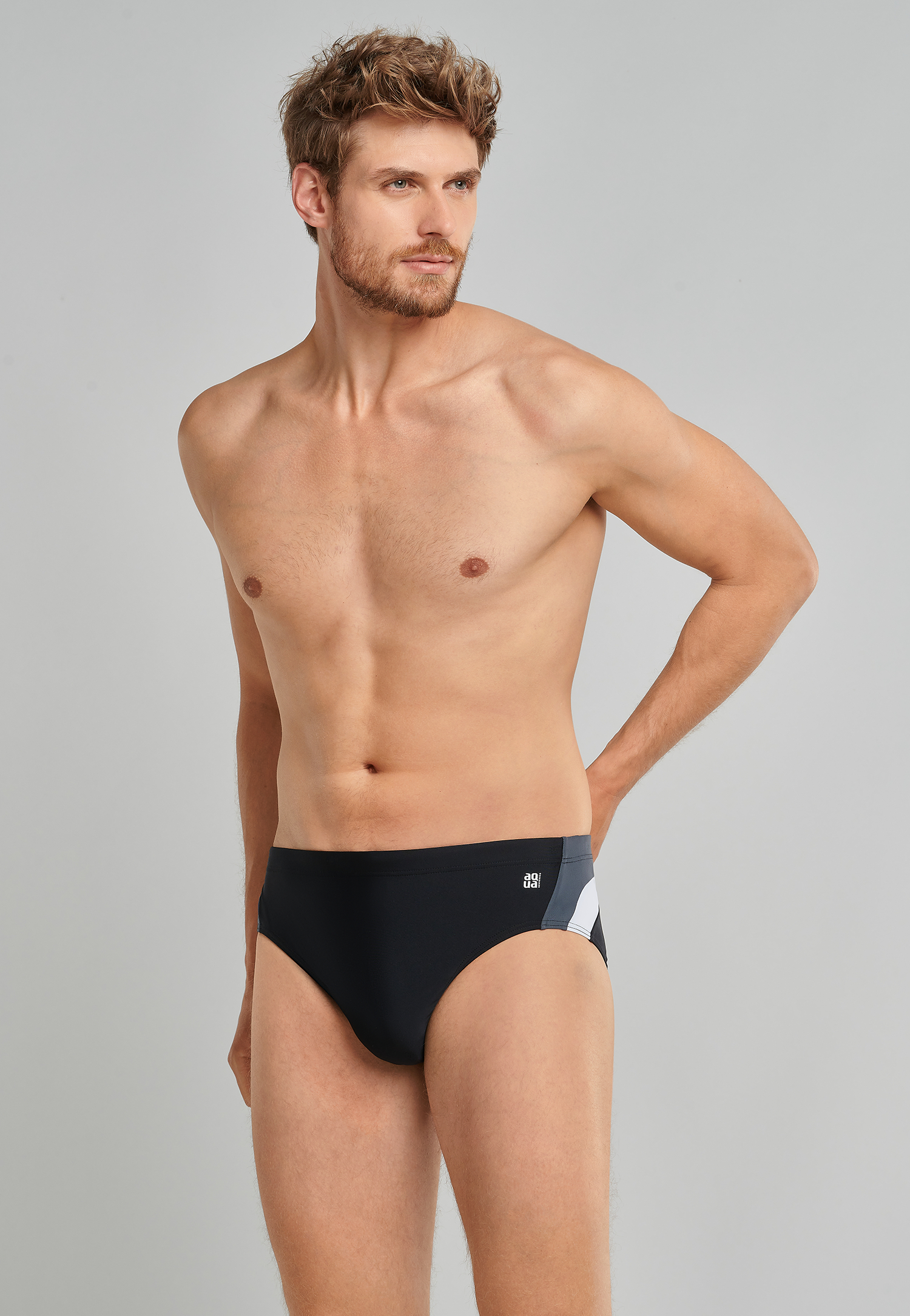 Badehose Wirkware recycelt seitliche Streifen schwarz - Nautical Active 5 von Schiesser