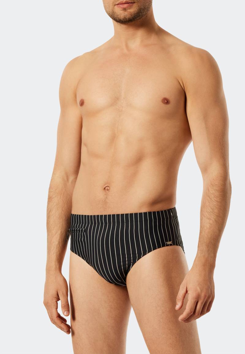 Badehose mit Reißverschlusstasche Wirkware recycelt Streifen schwarz - Nautical Casual 10 von Schiesser