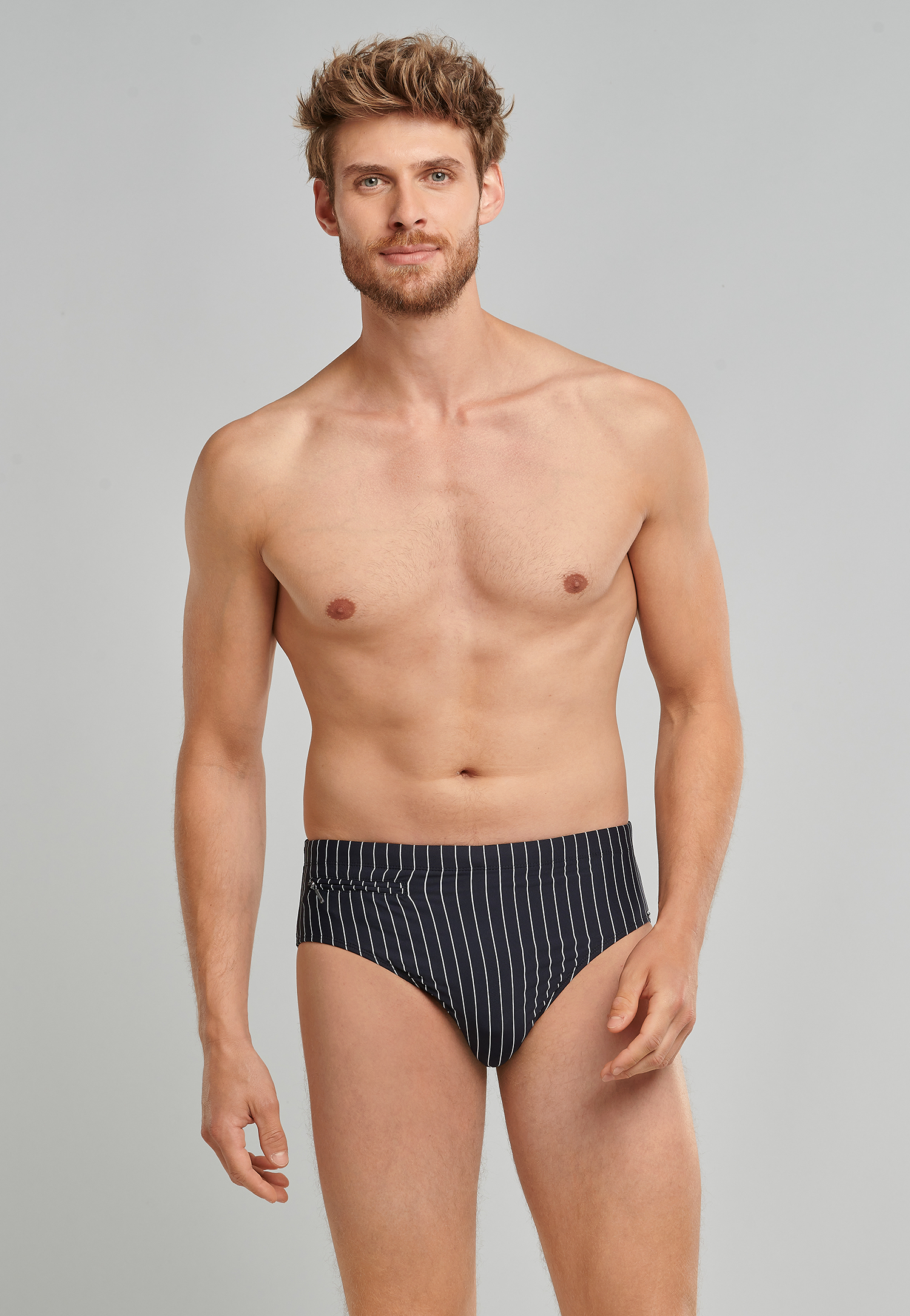 Badehose mit Reißverschlusstasche Wirkware recycelt Streifen schwarz - Nautical Casual 5 von Schiesser