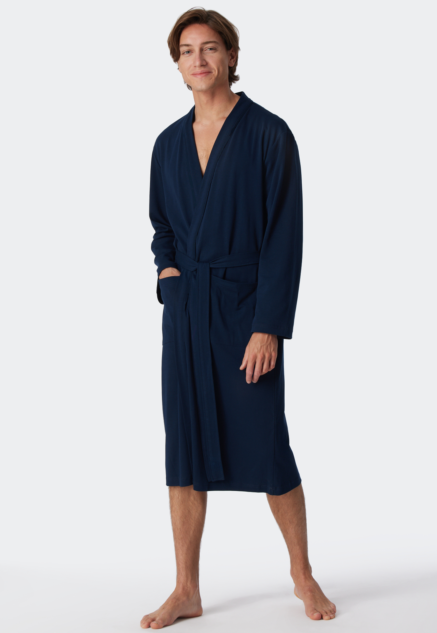 Bademantel Fine Interlock dunkelblau - Essentials L Bademantel Fine Interlock dunkelblau - Essentials L von Schiesser