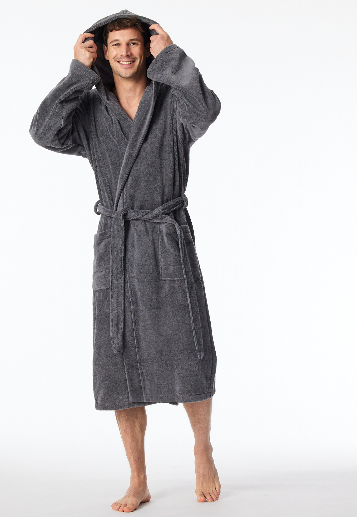 Bademantel Frottee grau - Essentials L Bademantel Frottee grau - Essentials L von Schiesser