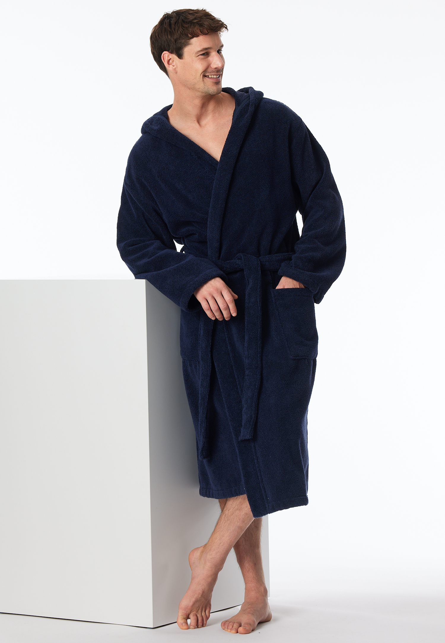 Bademantel Frottee navyblau - Essentials L von Schiesser