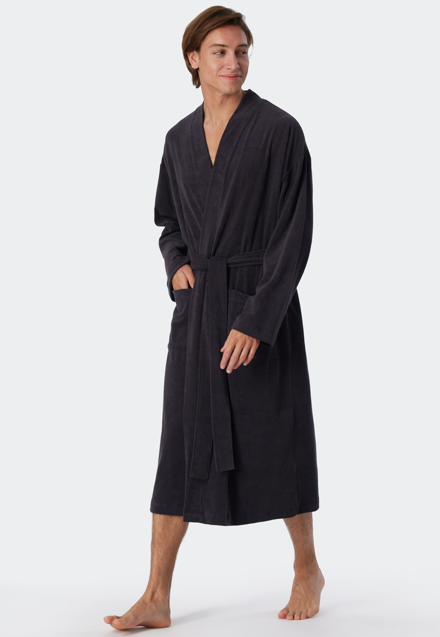 Bademantel Leichtfrottee anthrazit - Feather Terry XL Bademantel Leichtfrottee anthrazit - Feather Terry XL von Schiesser