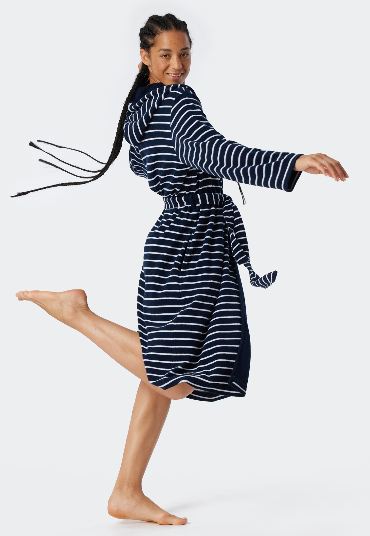 Bademantel Leichtfrottee navy gestreift - Feather Terry M Bademantel Leichtfrottee navy gestreift - Feather Terry M von Schiesser