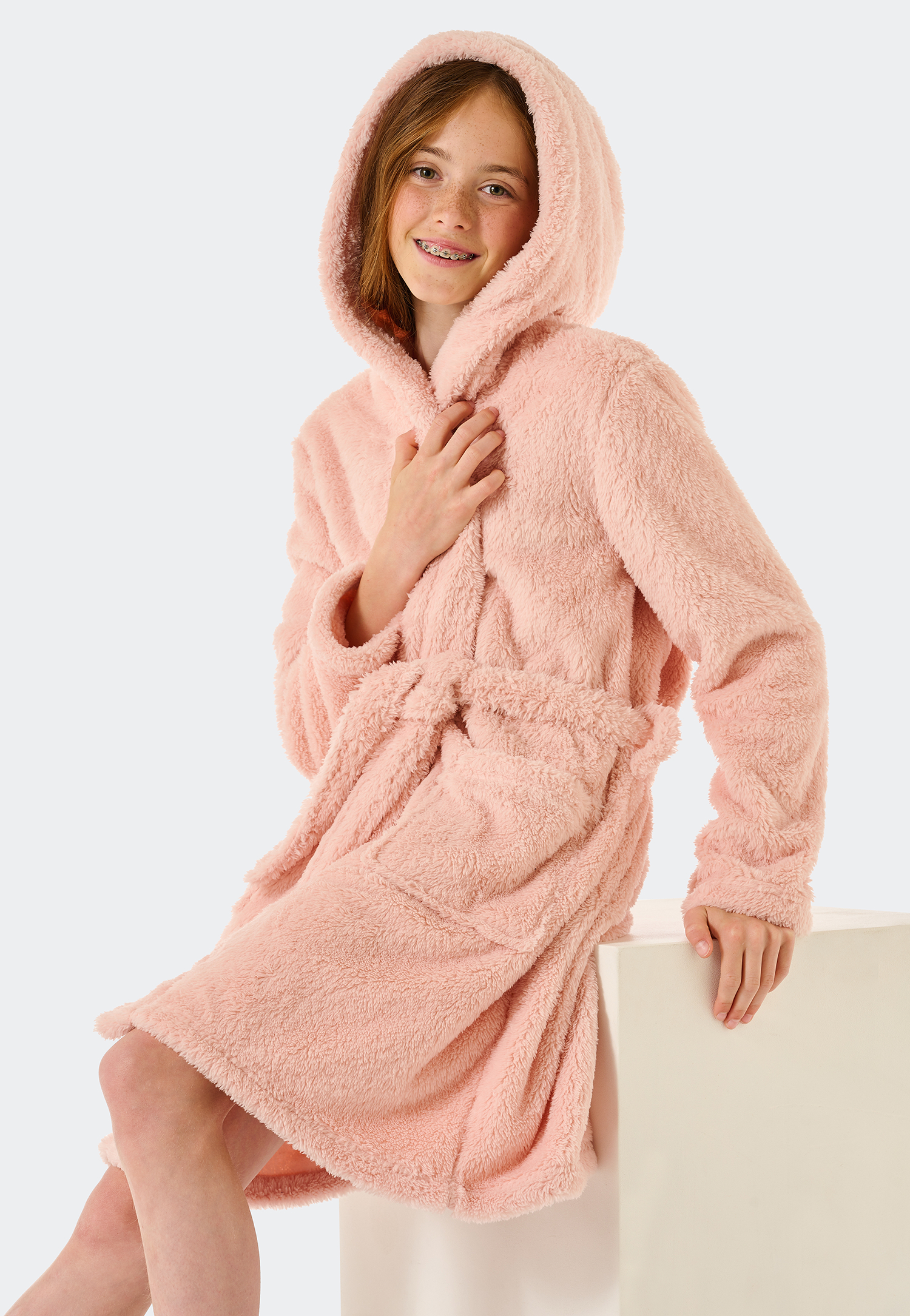 Bademantel Teddy-Fleece rosé - Original Classics 140 von Schiesser