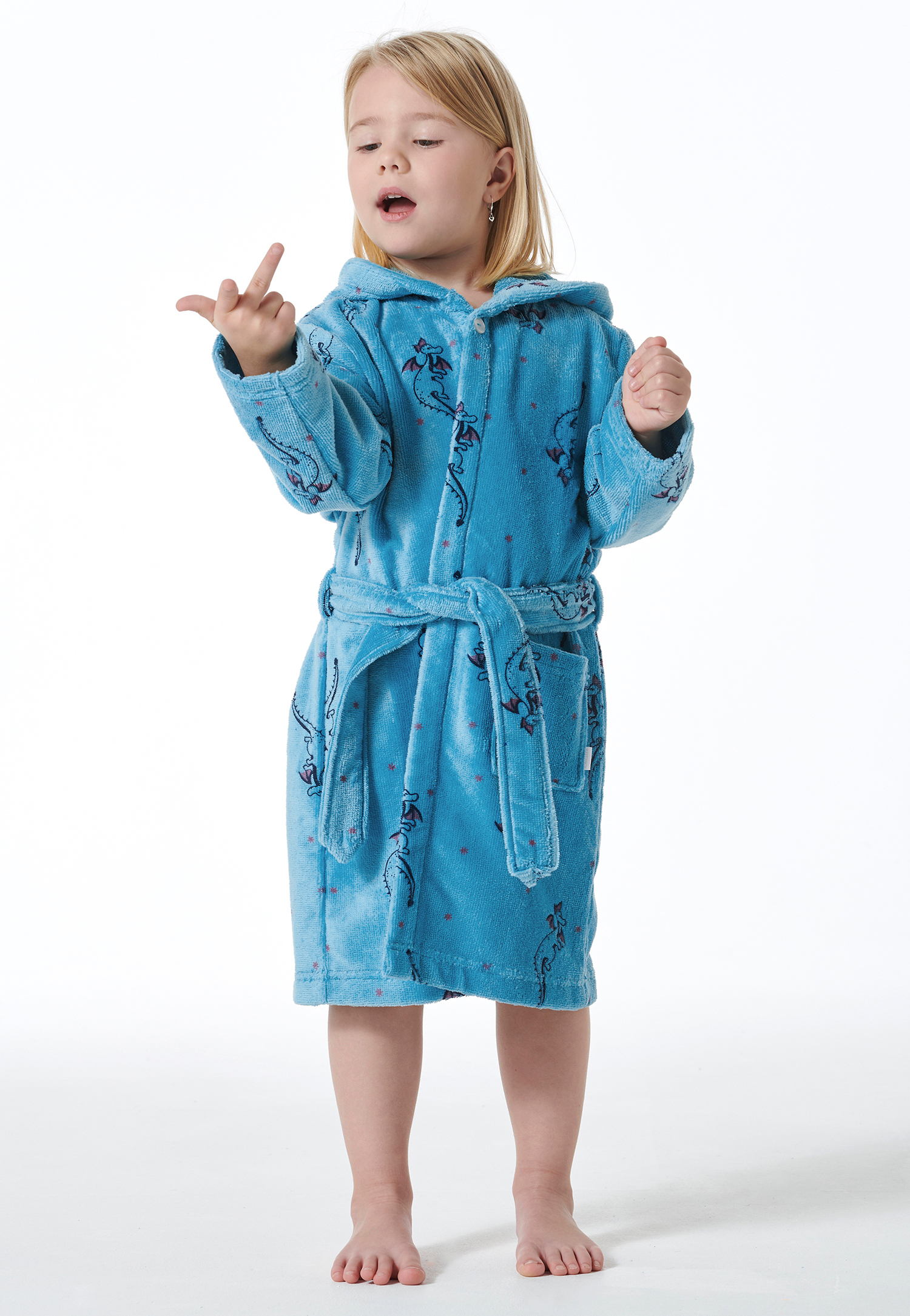 Bademantel Velours Drachendruck aquarium - Girls World 98 Bademantel Velours Drachendruck aquarium - Girls World 98 von Schiesser