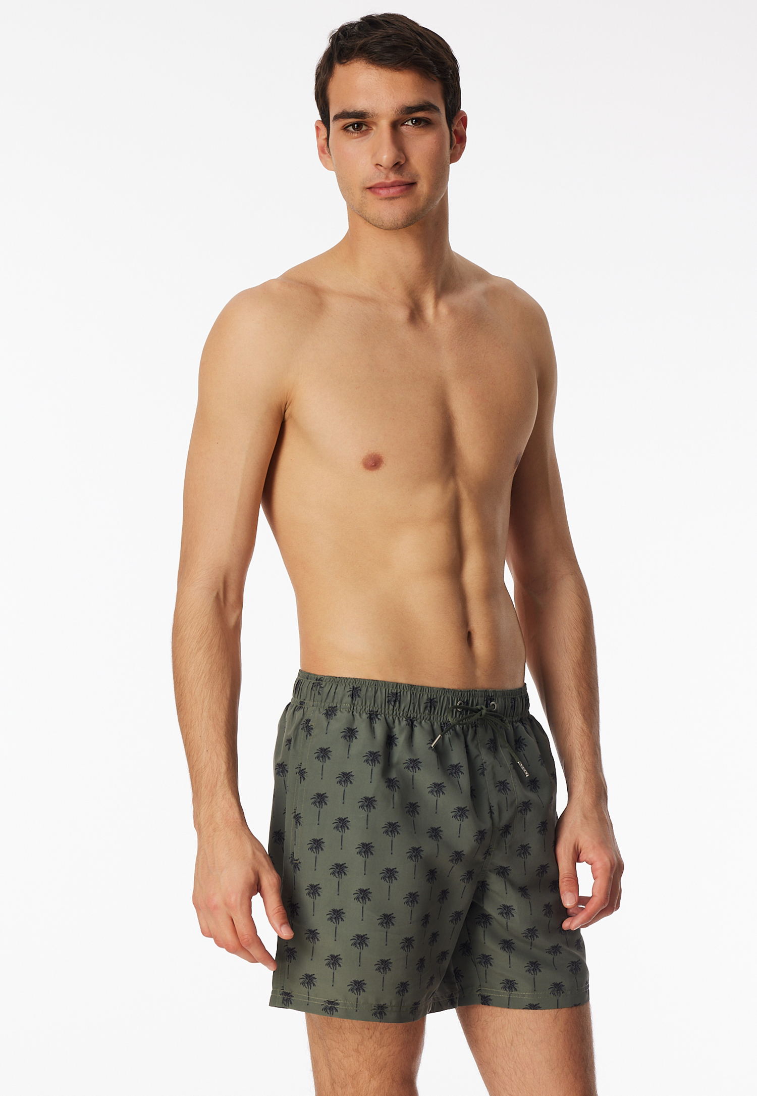 Badeshorts Webware recycelt Palmen khaki - Aqua 4 von Schiesser