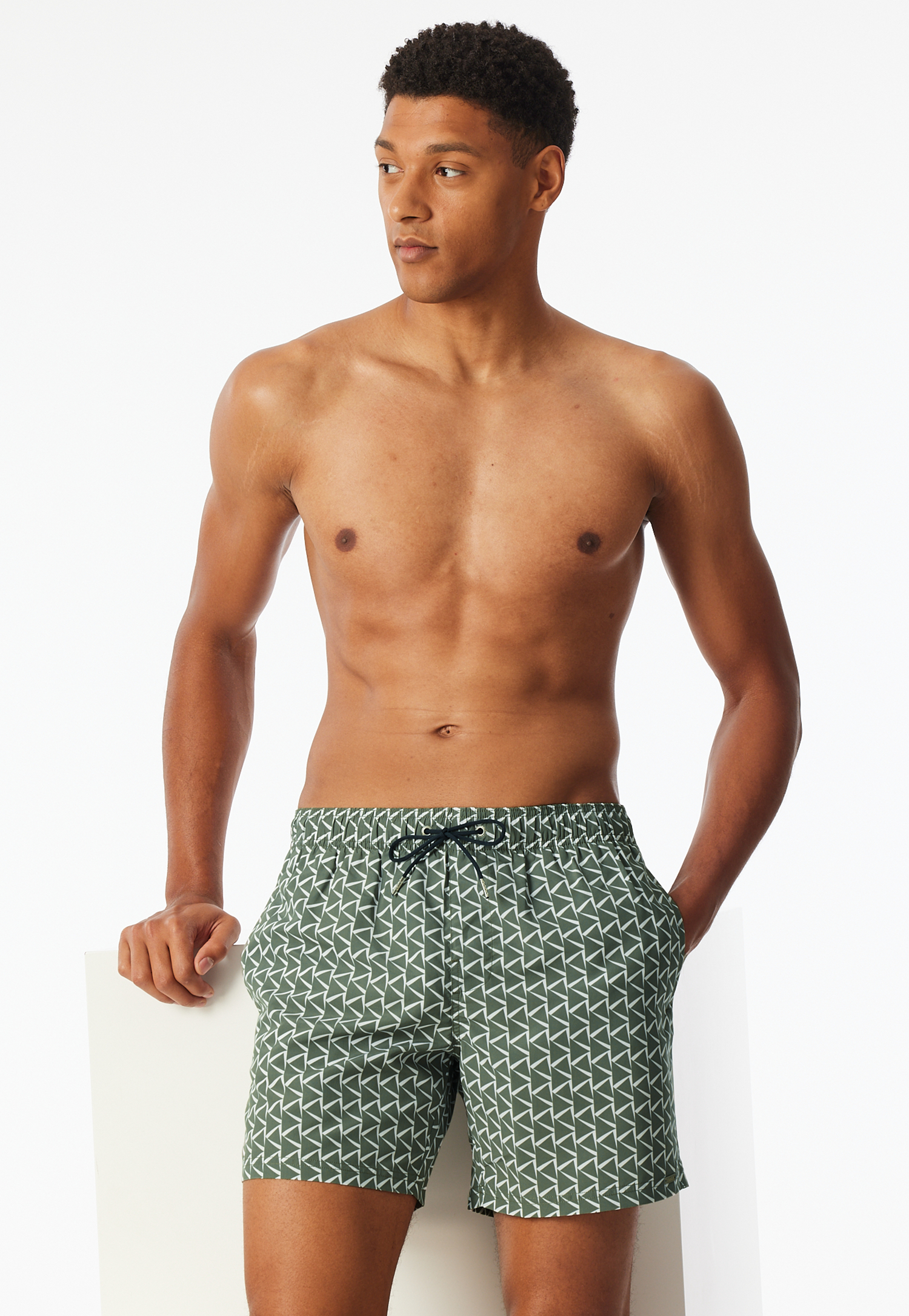 Badeshorts Webware recycelt khaki gemustert - Aqua 5 Badeshorts Webware recycelt khaki gemustert - Aqua 5 von Schiesser