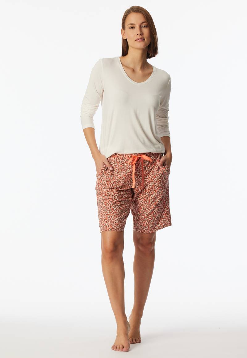 Bermuda-Shorts Modal Blumen pfirsich - Mix+Relax 36 von Schiesser