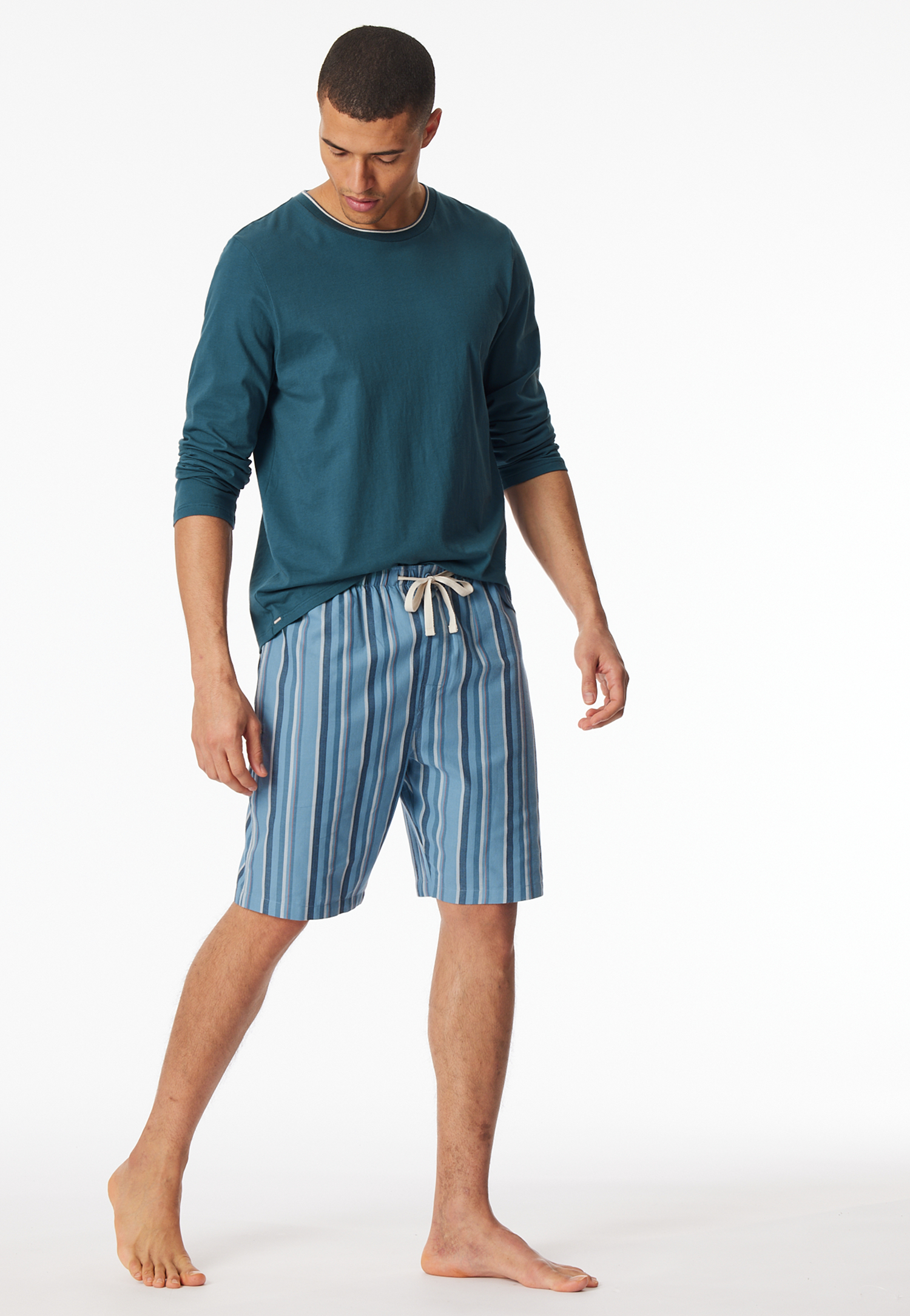 Bermudashorts Webware Organic Cotton mehrfarbig gestreift - Mix+Relax 48 von Schiesser