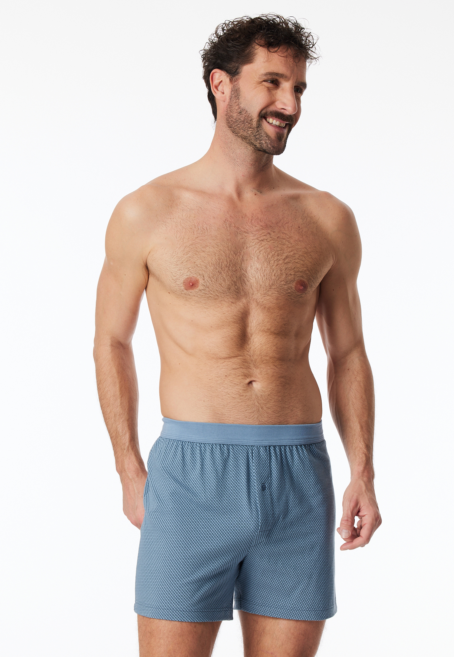 Boxershorts Organic Cotton gemustert blaugrau - Comfort Fit 5 von Schiesser