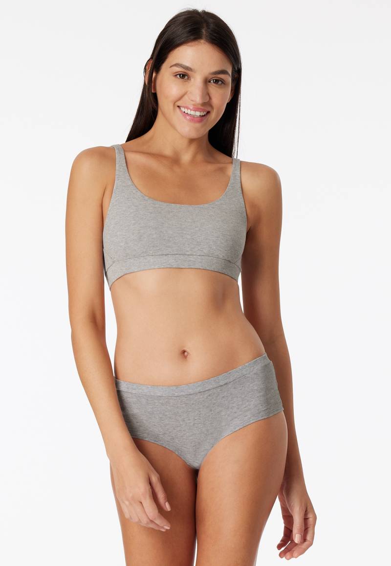 Bustier Doppelripp Organic Cotton grau meliert - Pure Rib 36 von Schiesser