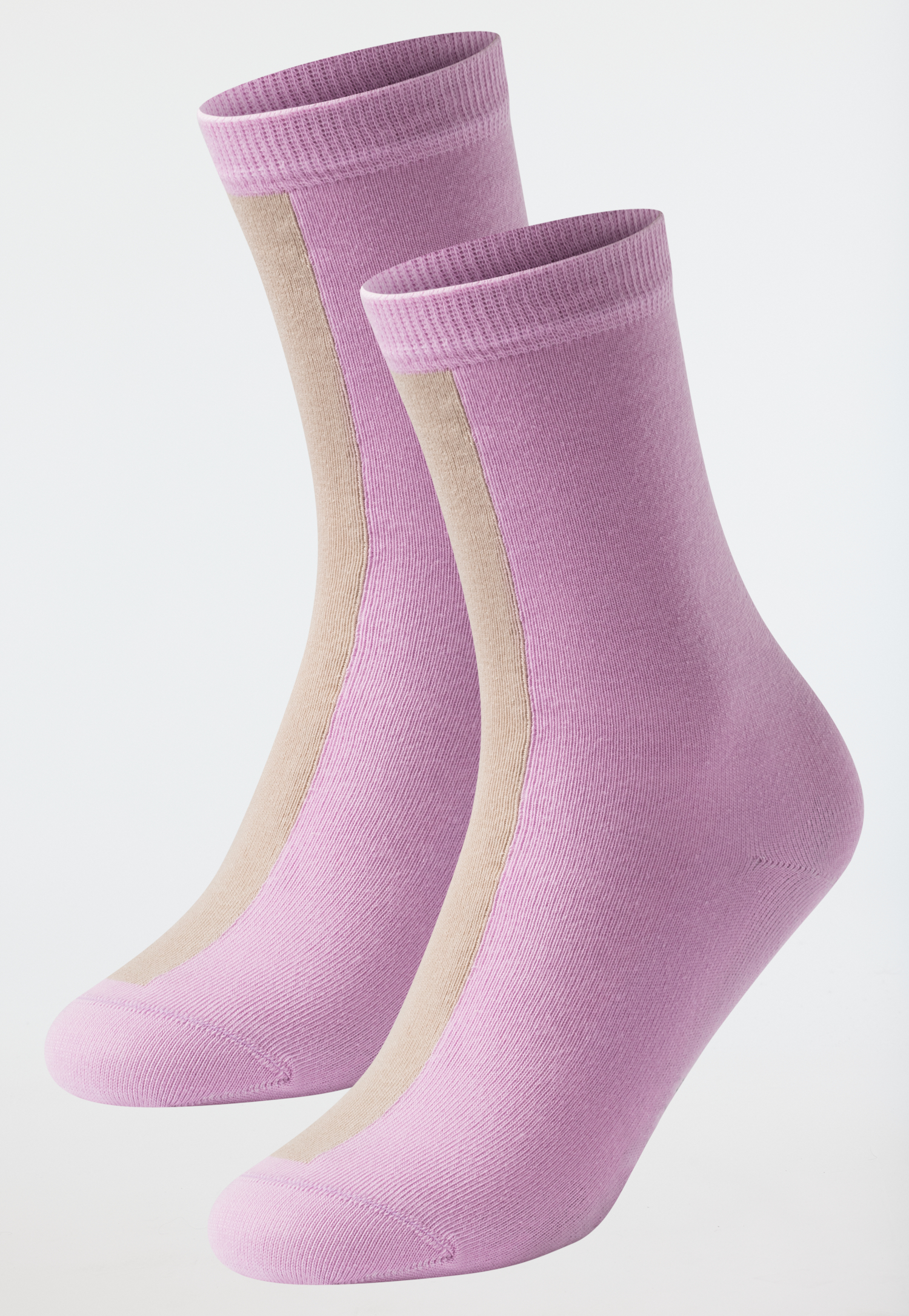 Damensocken 2er-Pack Organic Cotton Colour Blocking rosa/nude - 95/5 35/38 von Schiesser