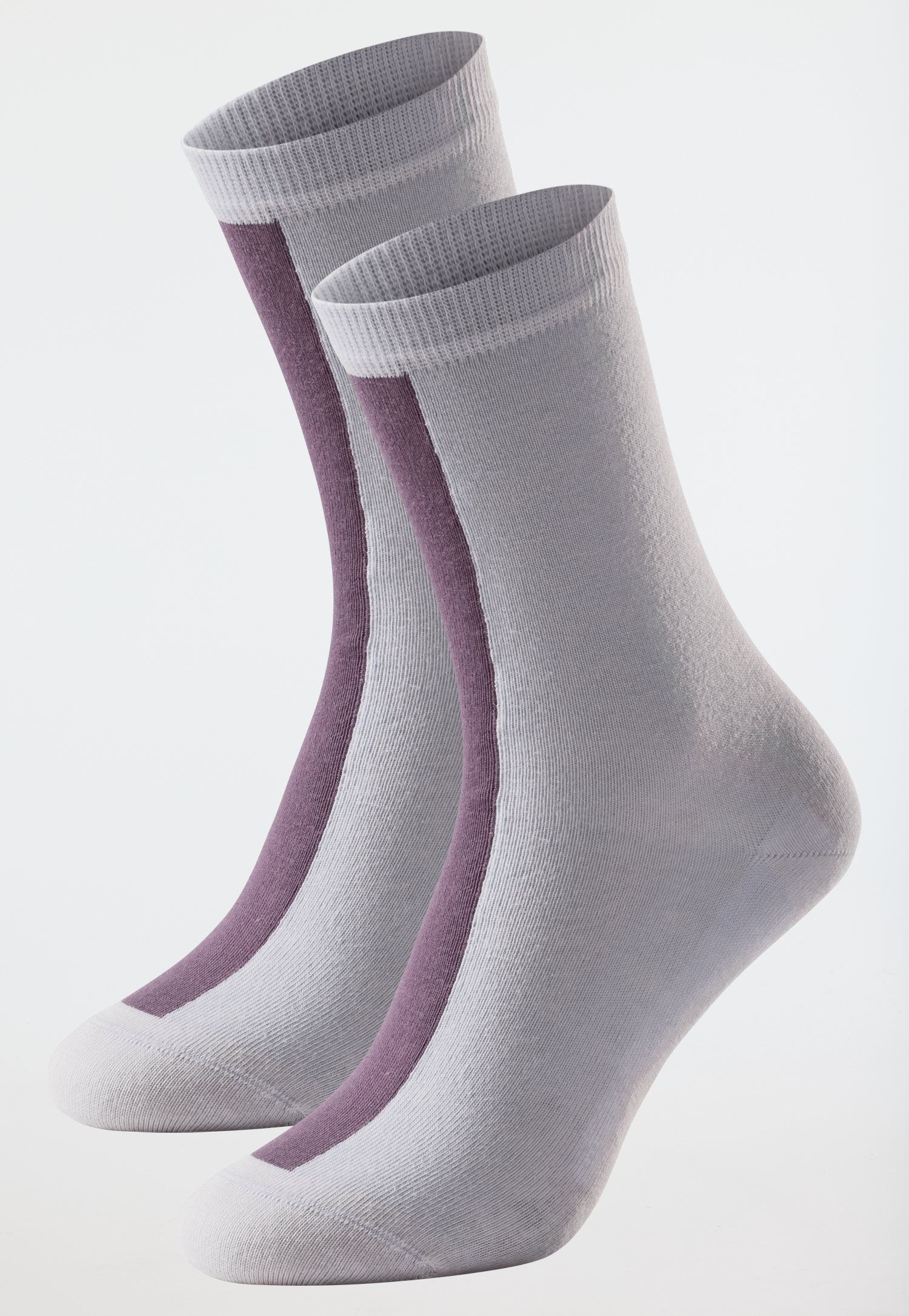 Damensocken 2er-Pack Organic Cotton taupe/ flieder - 95/5 35/38 von Schiesser