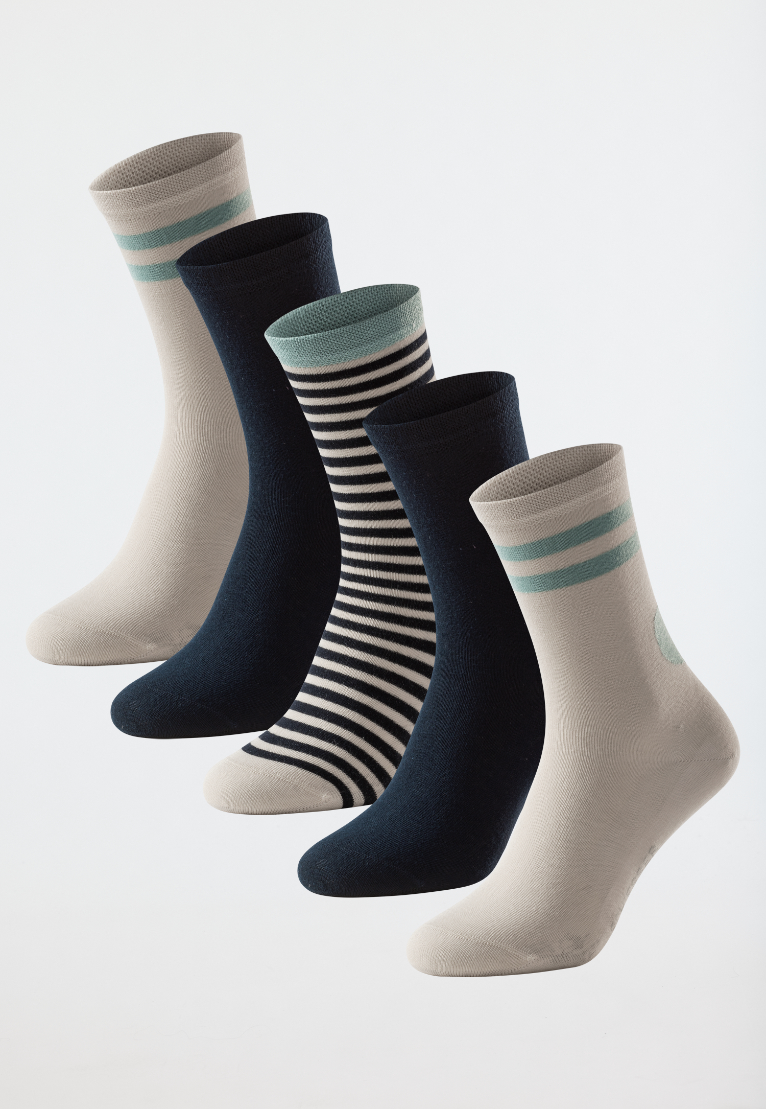 Damensocken 5er-Pack stay fresh uni/gemustert mehfarbig - Bluebird 35/38 von Schiesser