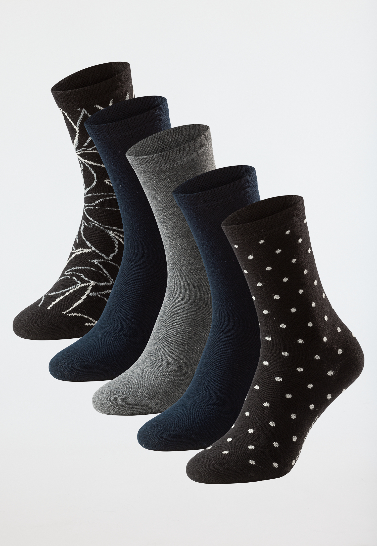 Damensocken 5er-Pack stay fresh uni/gemustert mehfarbig - Bluebird 35/38 von Schiesser