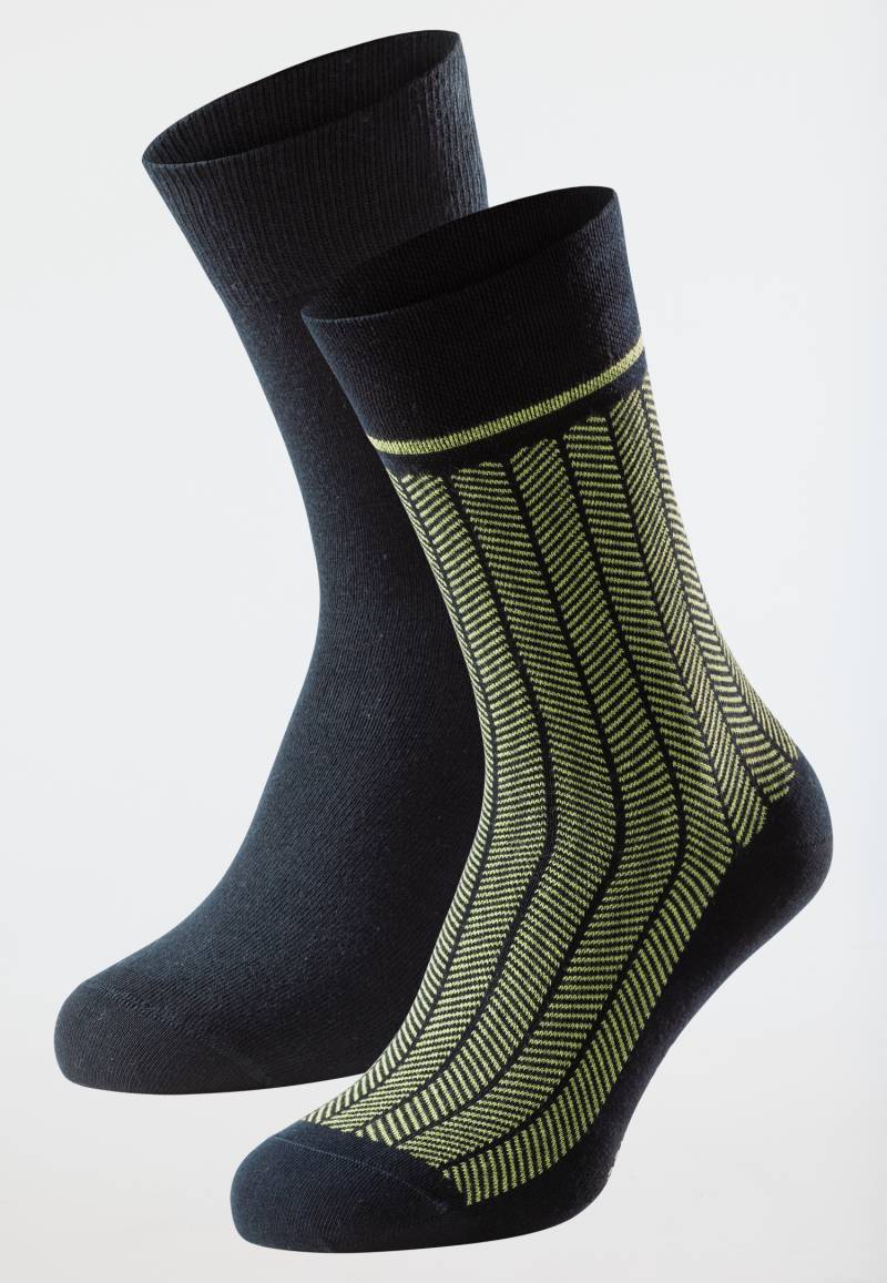 Herrensocken 2er-Pack nachtblau/ grün - Long Life Cool 39/42 von Schiesser