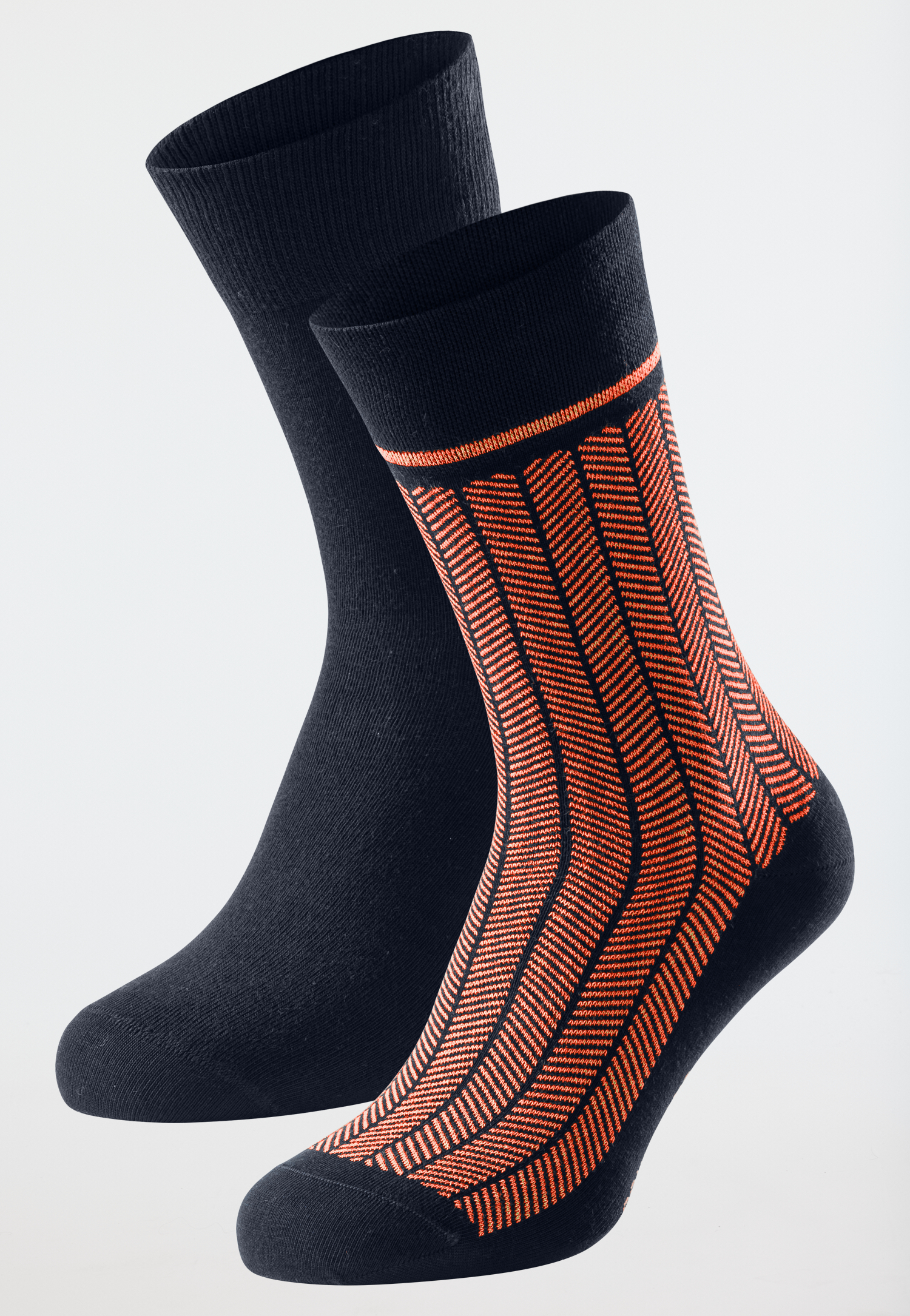 Herrensocken 2er-Pack nachtblau/ orange - Long Life Cool 39/42 von Schiesser