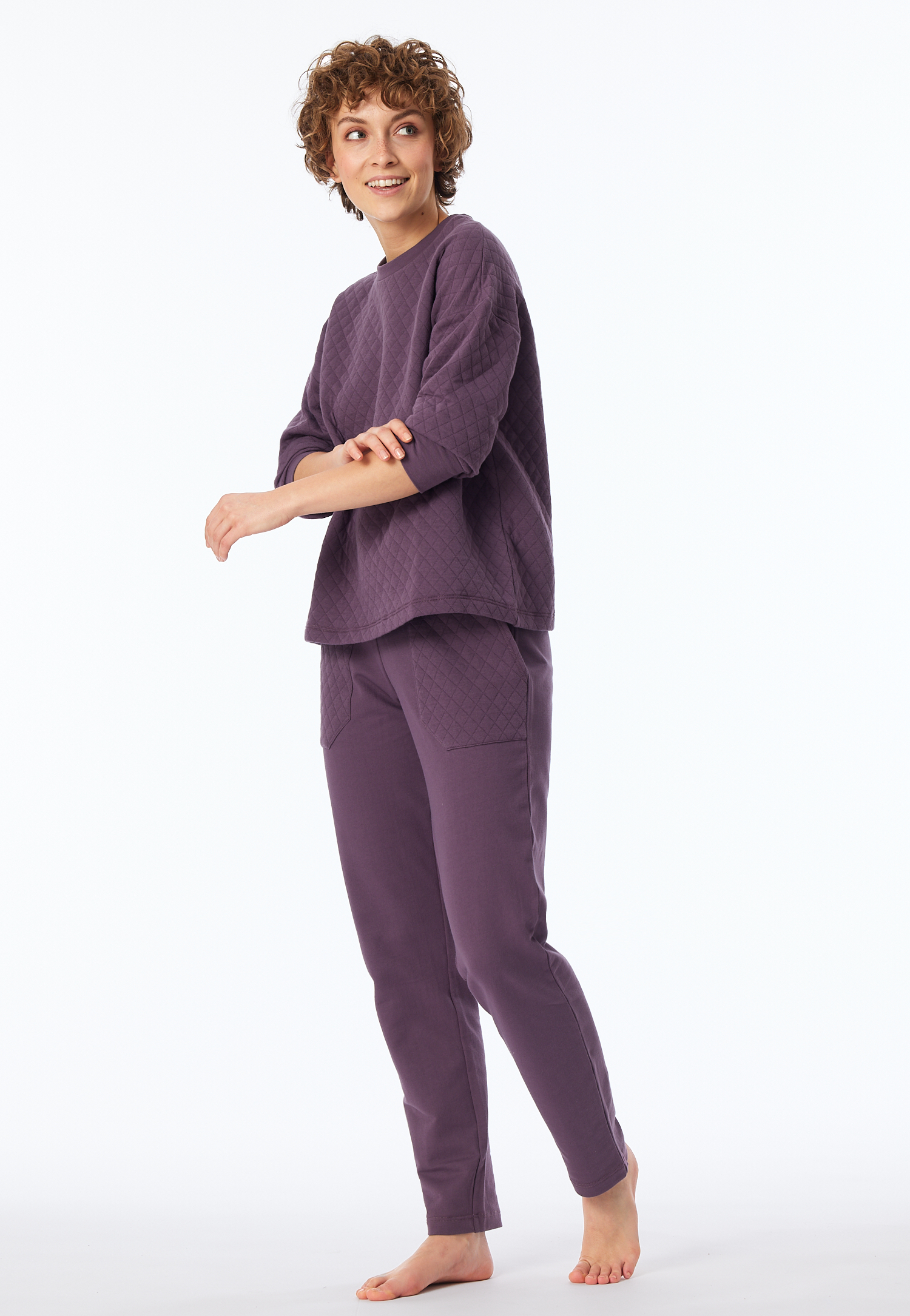 Hose lang Jersey-Quiltstoff und Sweatware malve - Mix+Relax 36 von Schiesser