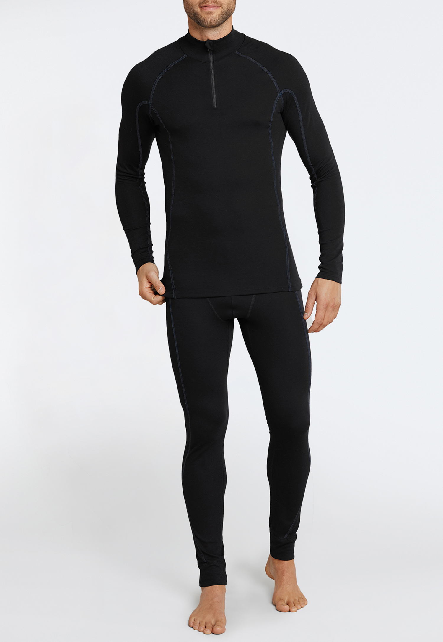 Hose lang Thermowäsche warm schwarz - Sport Thermo light 4 von Schiesser