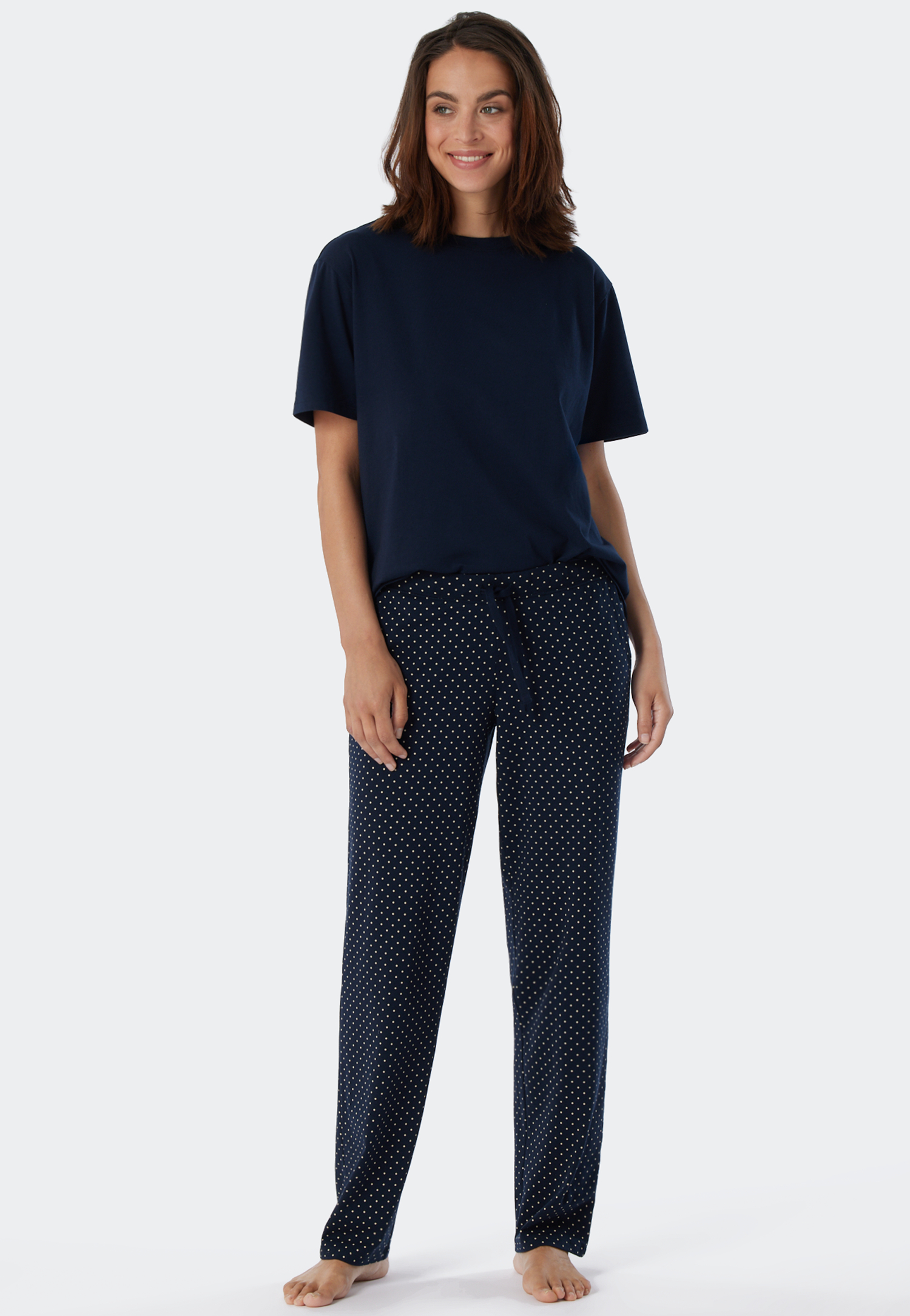 Loungehose lang Jersey Punkte dunkelblau gemustert - Mix+Relax 40 Loungehose lang Jersey Punkte dunkelblau gemustert - Mix+Relax 40 von Schiesser