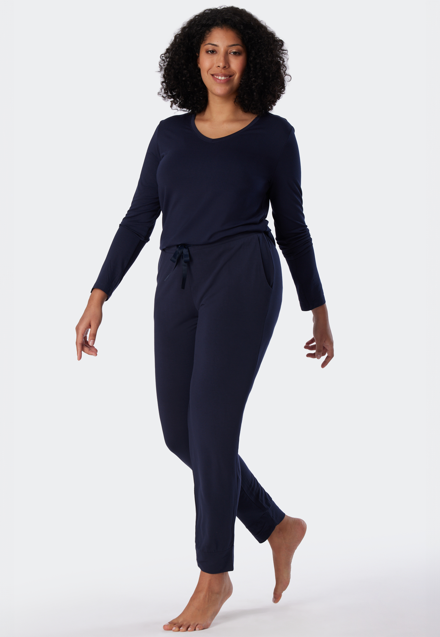 Loungehose lang Modal Bündchen blau - Mix+Relax 40 von Schiesser