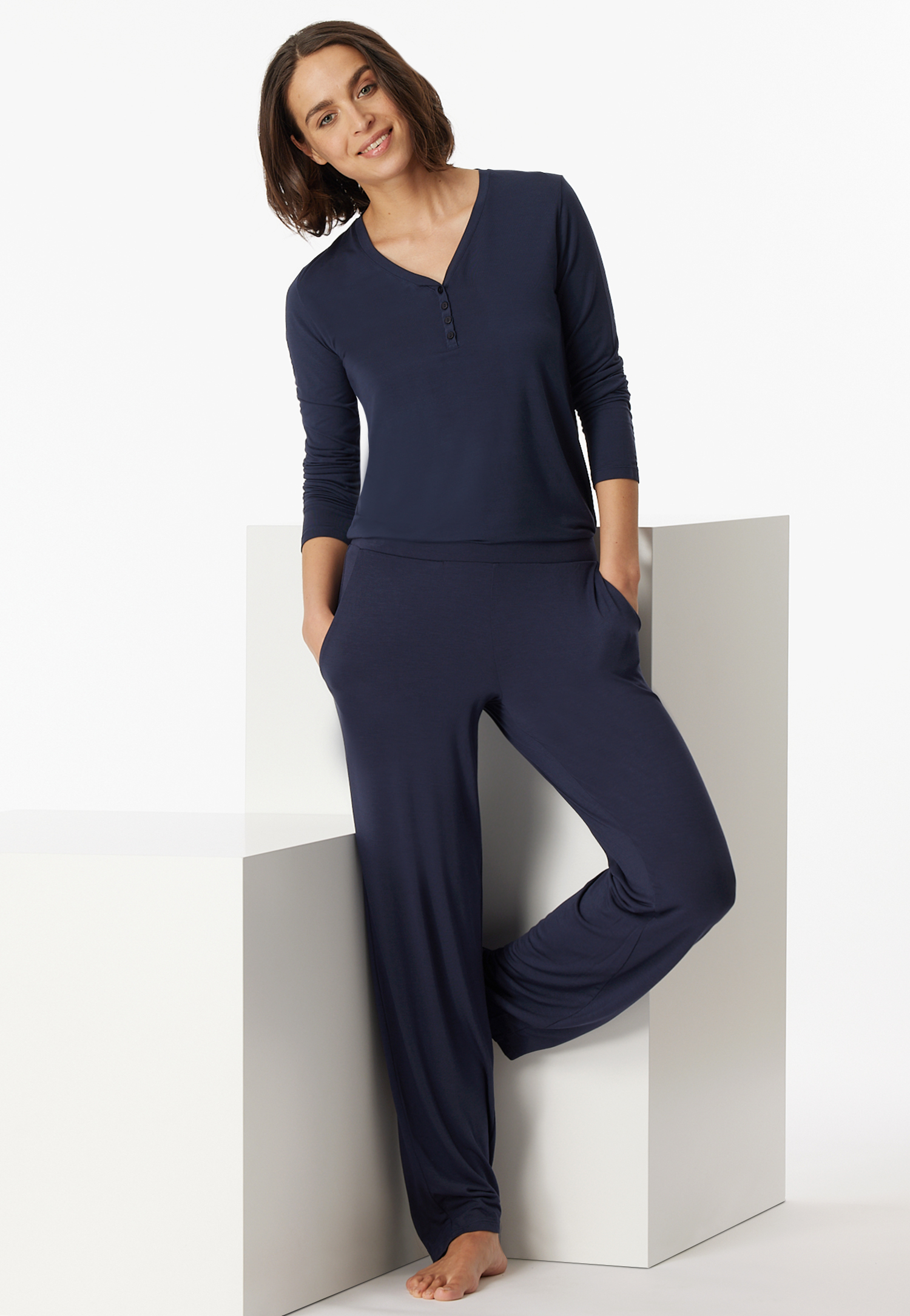 Loungehose lang Modal Marlene-Schnitt blau - Mix+Relax 36 Loungehose lang Modal Marlene-Schnitt blau - Mix+Relax 36 von Schiesser