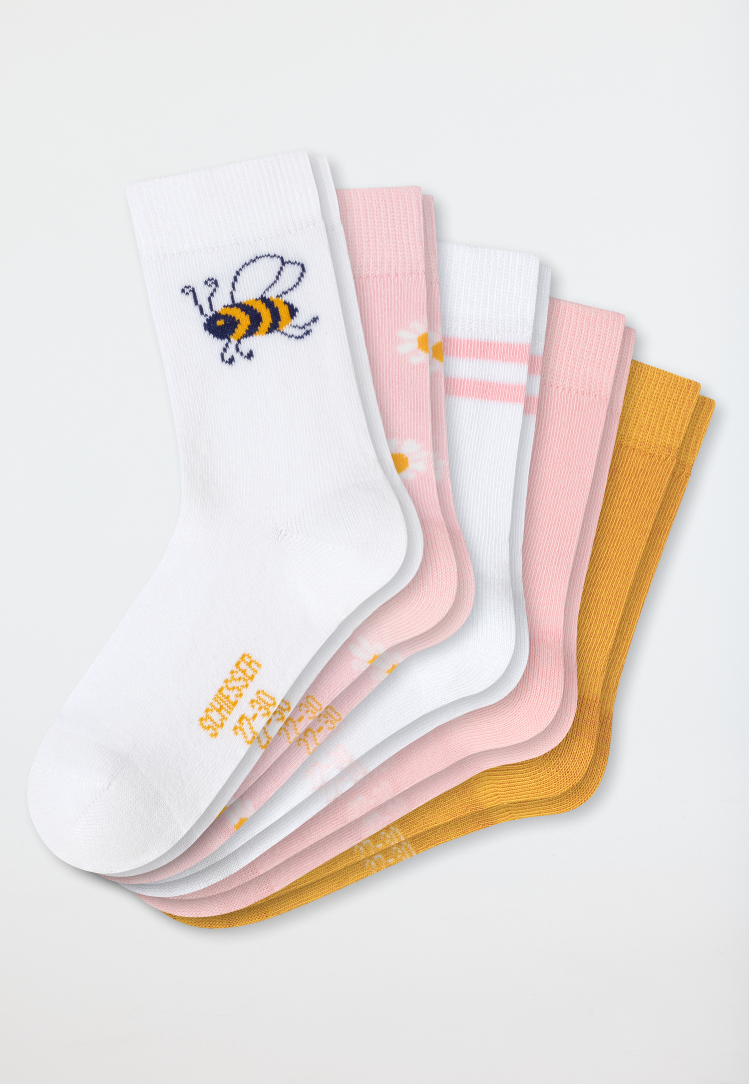 Mädchensocken 5er-Pack Blumen Biene mehrfarbig - Biene 27/30 von Schiesser