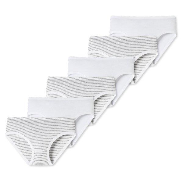 6er Pack Kids Girls Feinripp Organic Cotton - Hüftslips Mädchen Weiss Bedruckt 116 von Schiesser