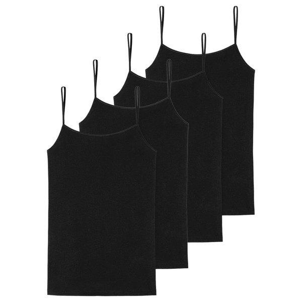 Schiesser - 4er Pack 95/5 Organic Cotton Spaghetti-Top, für Damen, Schwarz, Größe 3XL von Schiesser