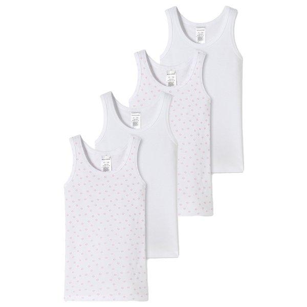 Schiesser - 4er Pack Kids Girls Feinripp Organic Cotton Unterhemd, 98, Weiss von Schiesser