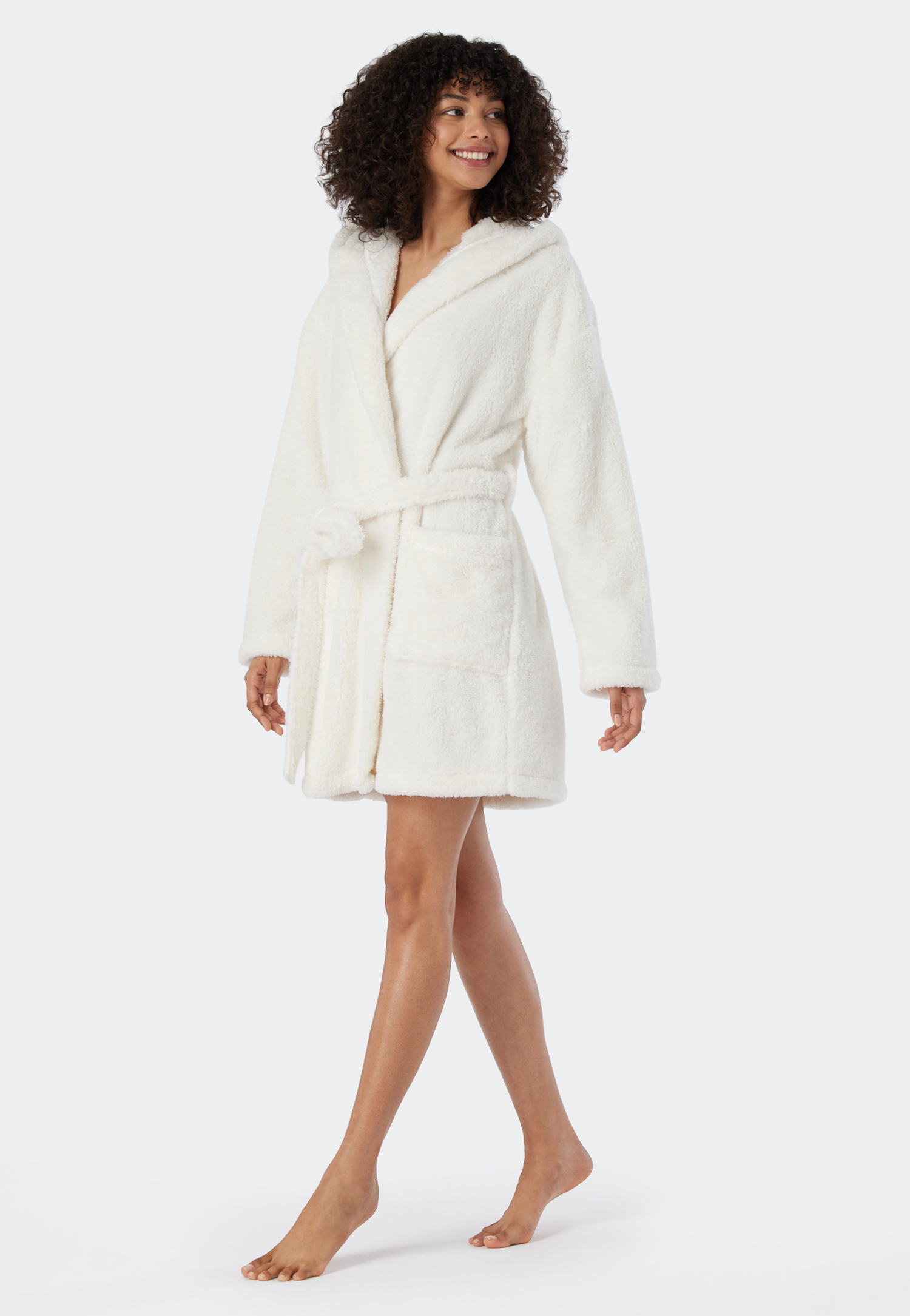 Morgenmantel Teddy-Fleece Comfort-Fit off-white - Essentials S Morgenmantel Teddy-Fleece Comfort-Fit off-white - Essentials S von Schiesser
