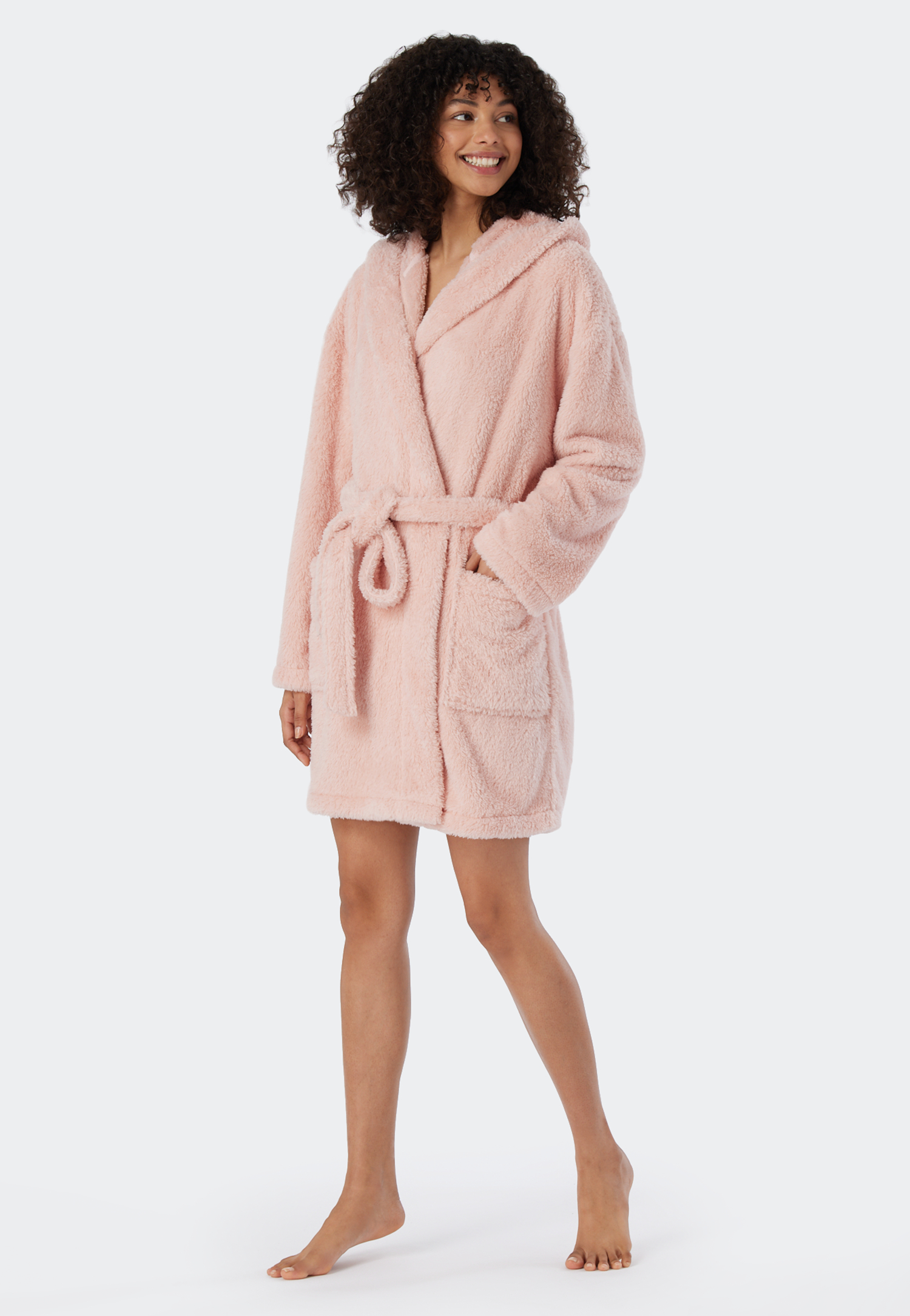 Morgenmantel Teddy-Fleece Comfort-Fit rosé - Essentials L von Schiesser