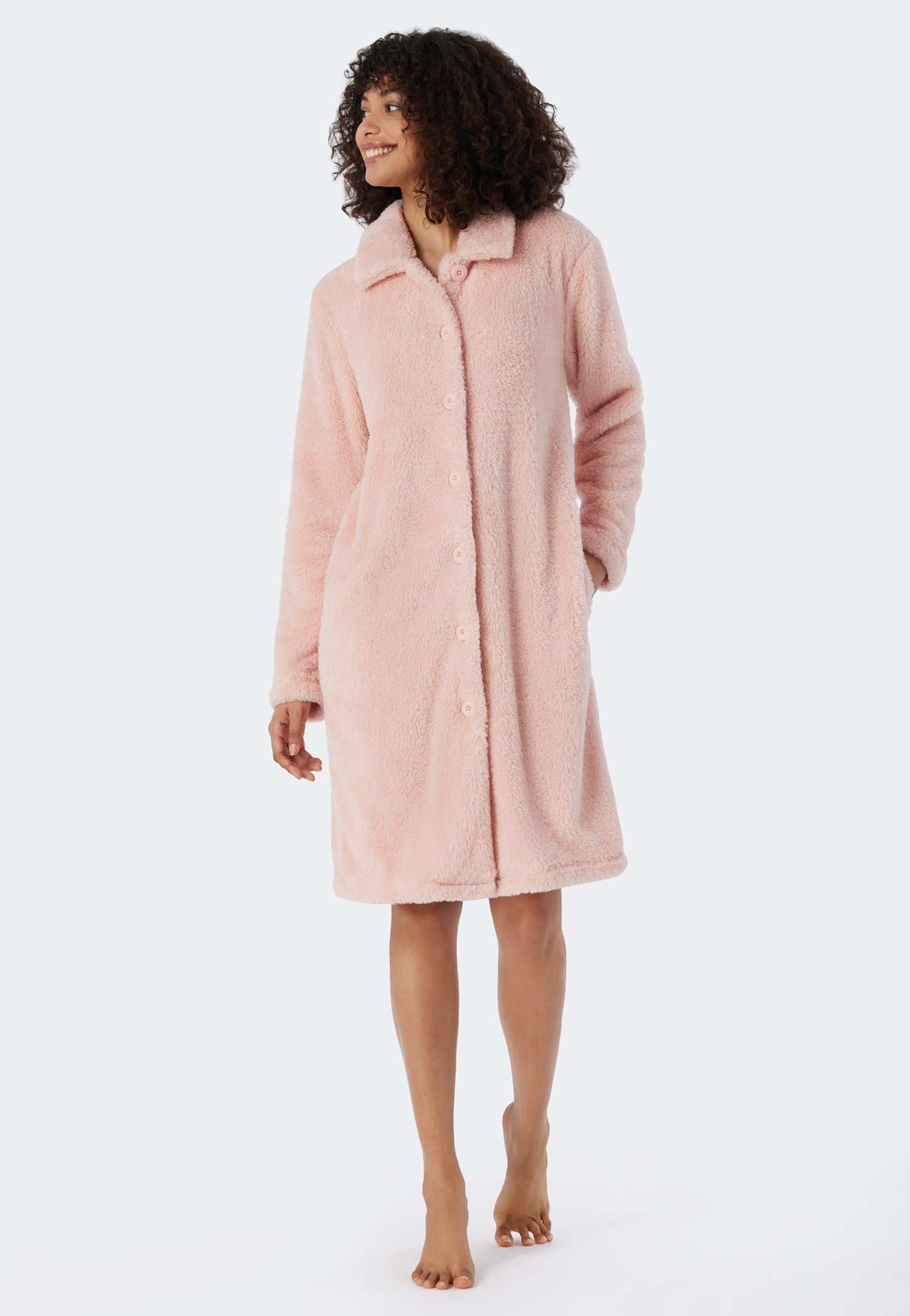 Morgenmantel Teddy Fleece rosé - Essentials L von Schiesser