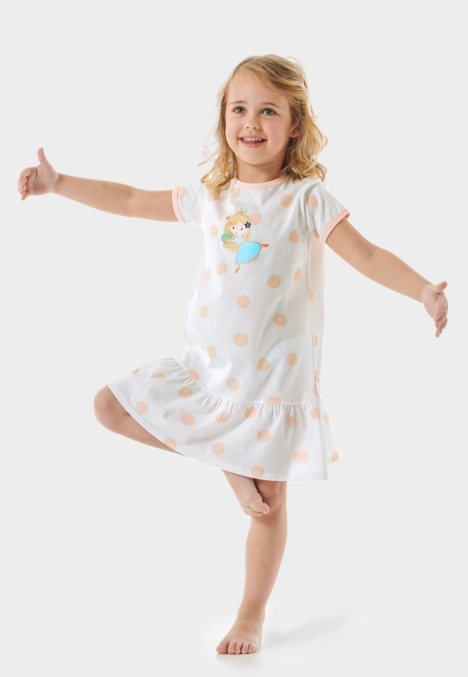 Nachthemd kurz Punkte Prinzessin off-white - Casual World 92 von Schiesser