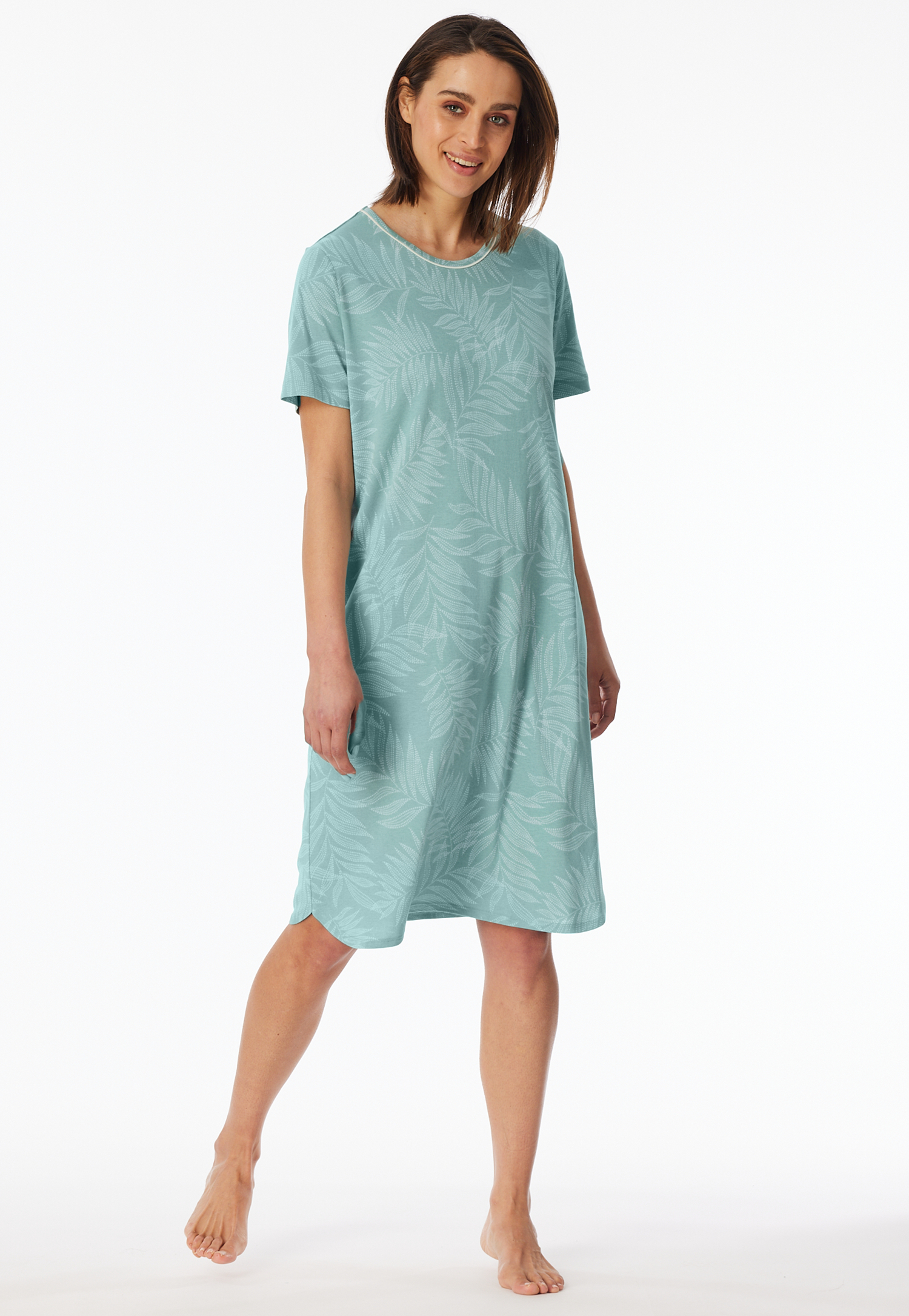 Nachthemd kurzarm Palmenprint jade - Comfort Nightwear 36 von Schiesser