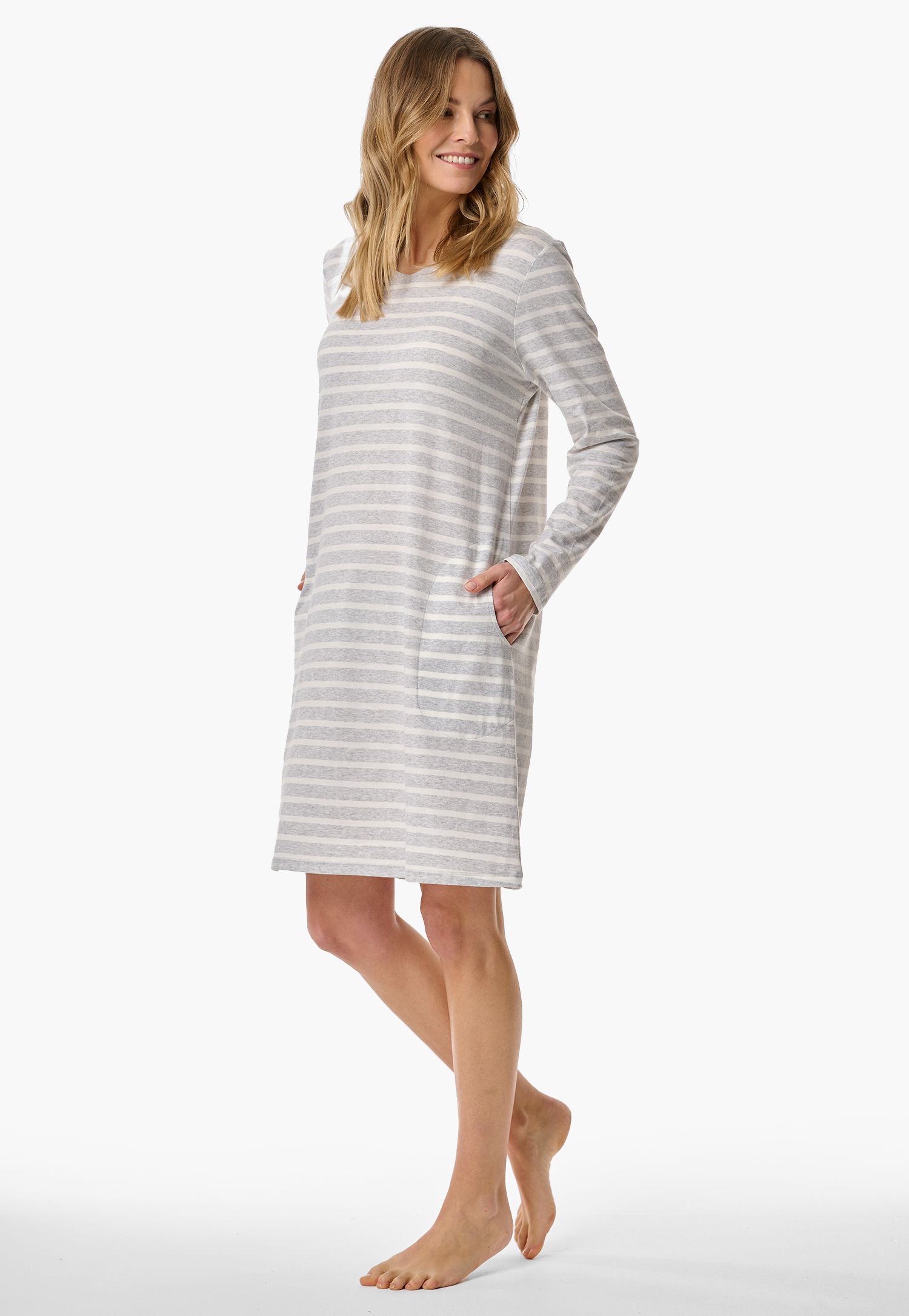 Nachthemd langarm Streifen silbergrau meliert - Casual Essentials 50 Nachthemd langarm Streifen silbergrau meliert - Casual Essentials 50 von Schiesser
