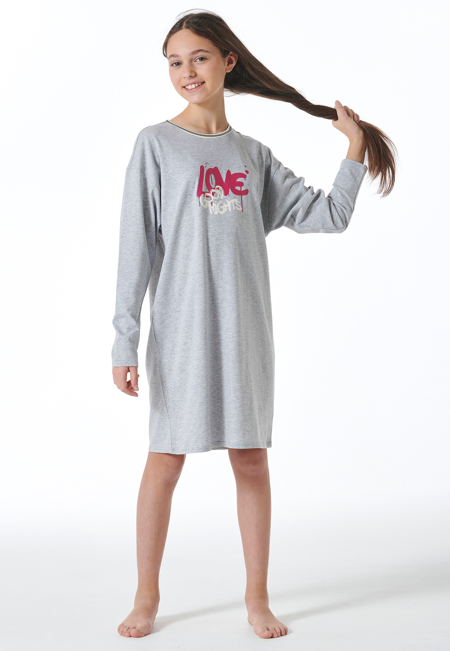Nachthemd langarm grau-meliert - Nightwear 176 Nachthemd langarm grau-meliert - Nightwear 176 von Schiesser