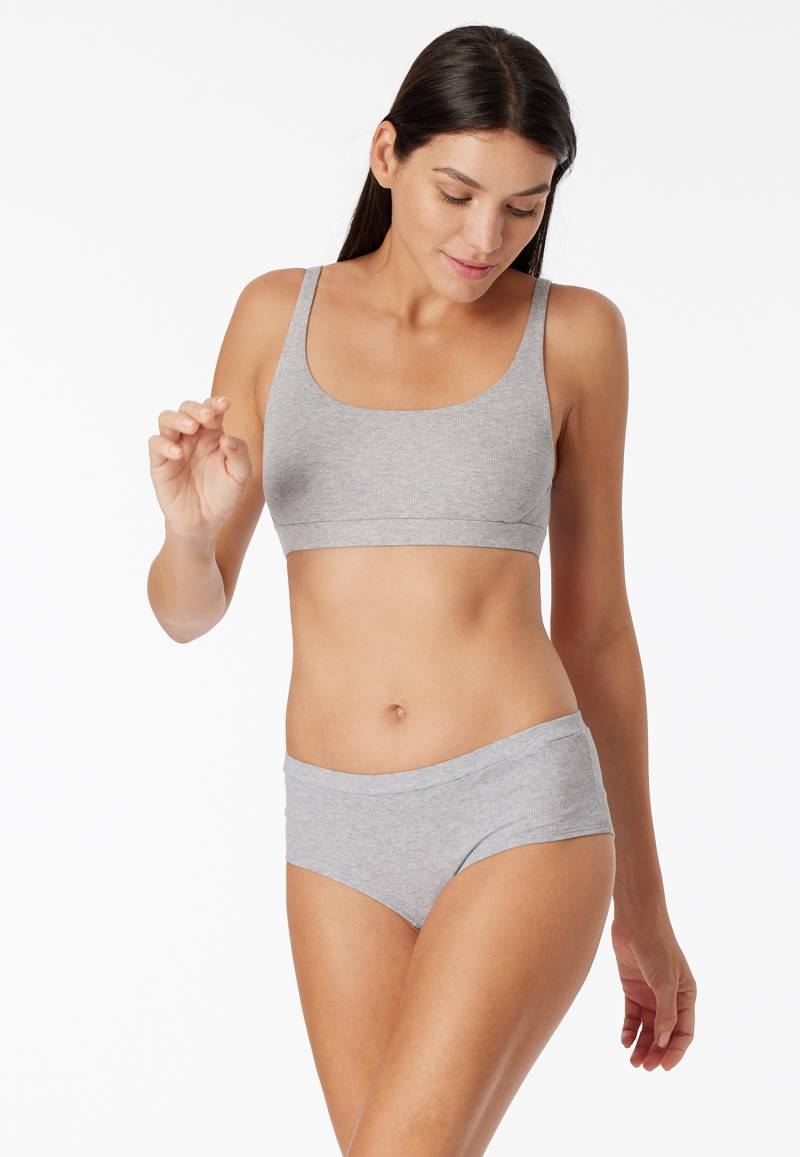 Panty Doppelripp Organic Cotton grau meliert - Pure Rib 44 von Schiesser