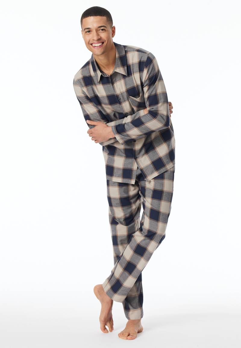 Pyjama Webware Flanell natur kariert - Selected Premium Warming 48 von Schiesser