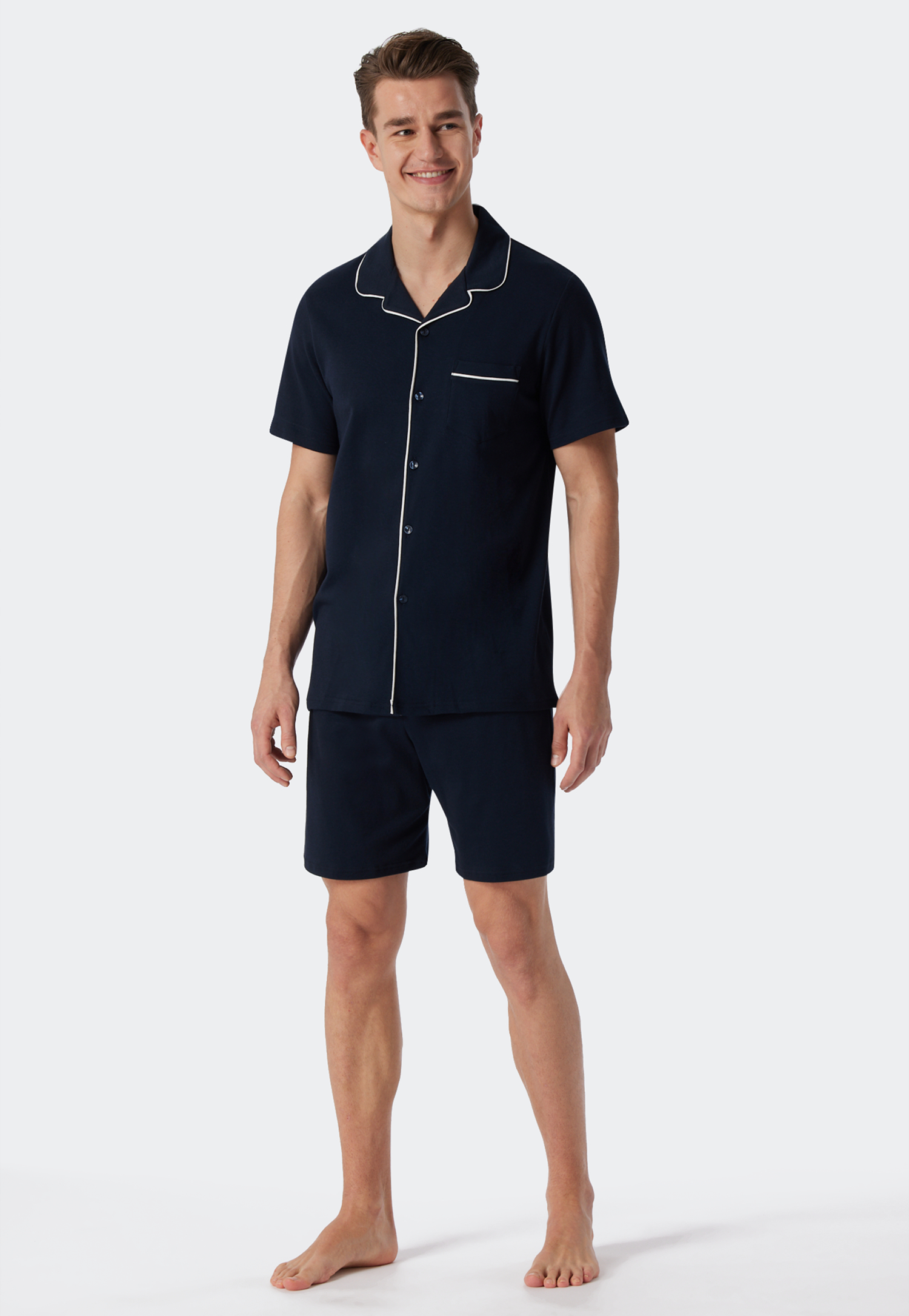 Pyjama kurz Interlock dunkelblau - Fine Interlock 60 Pyjama kurz Interlock dunkelblau - Fine Interlock 60 von Schiesser
