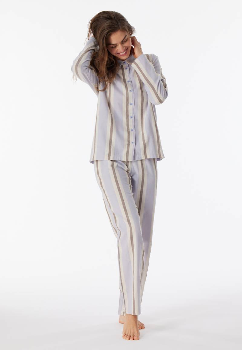 Pyjama lang Flanell Organic Cotton Streifen flieder - selected! premium 46 von Schiesser