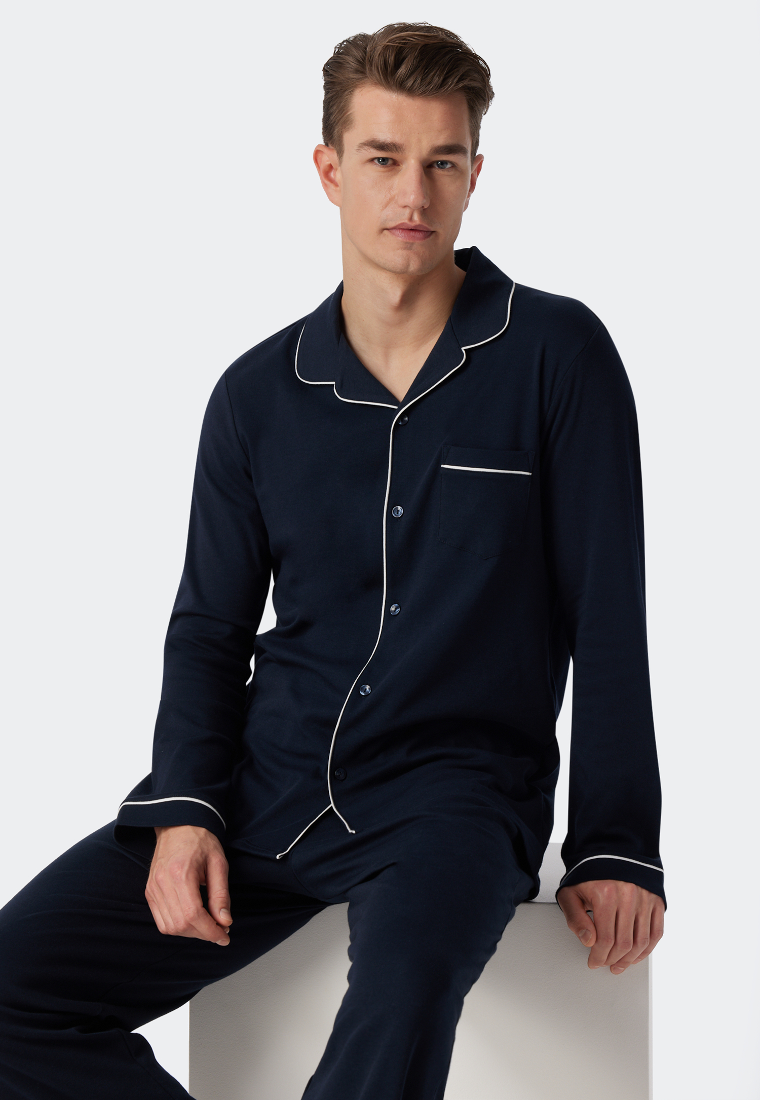 Pyjama lang Interlock dunkelblau - Fine Interlock 52 Pyjama lang Interlock dunkelblau - Fine Interlock 52 von Schiesser