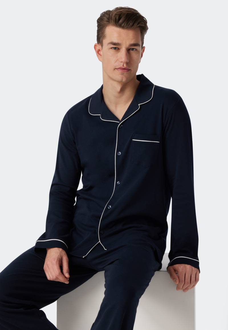 Pyjama lang Interlock dunkelblau - Fine Interlock 54 von Schiesser